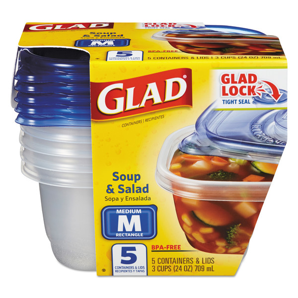 Glad Soup and Salad Food Storage Containers, 24 oz., PK30 CLO 60796